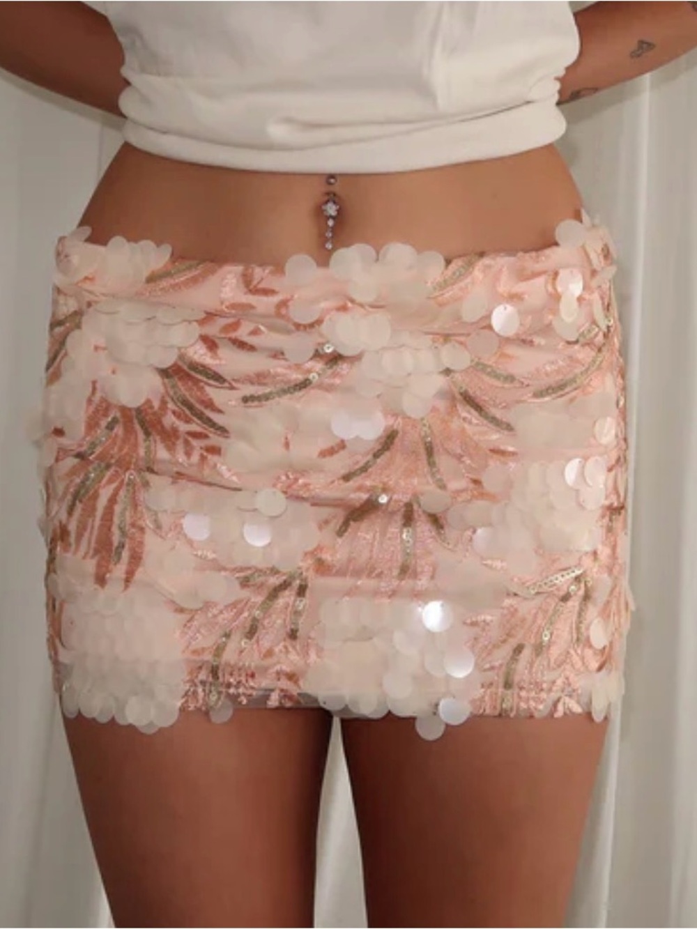 NWT Sought After peachy sequin miniskirt